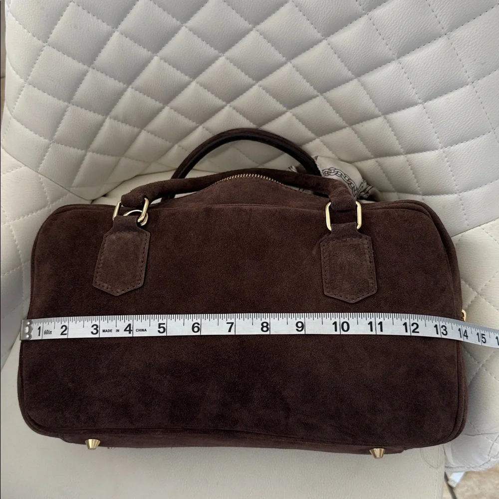 Isadora Brown Suede Handbag with Scarf Accent